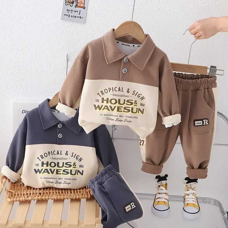 Clothing Sets Baby Boy Boutique Clothing Toddler Sets 2024 Patchwork Letter Long Sleeve T-shirts and Pants Tracksuits for Kids Boys Outfits Y241129DW7