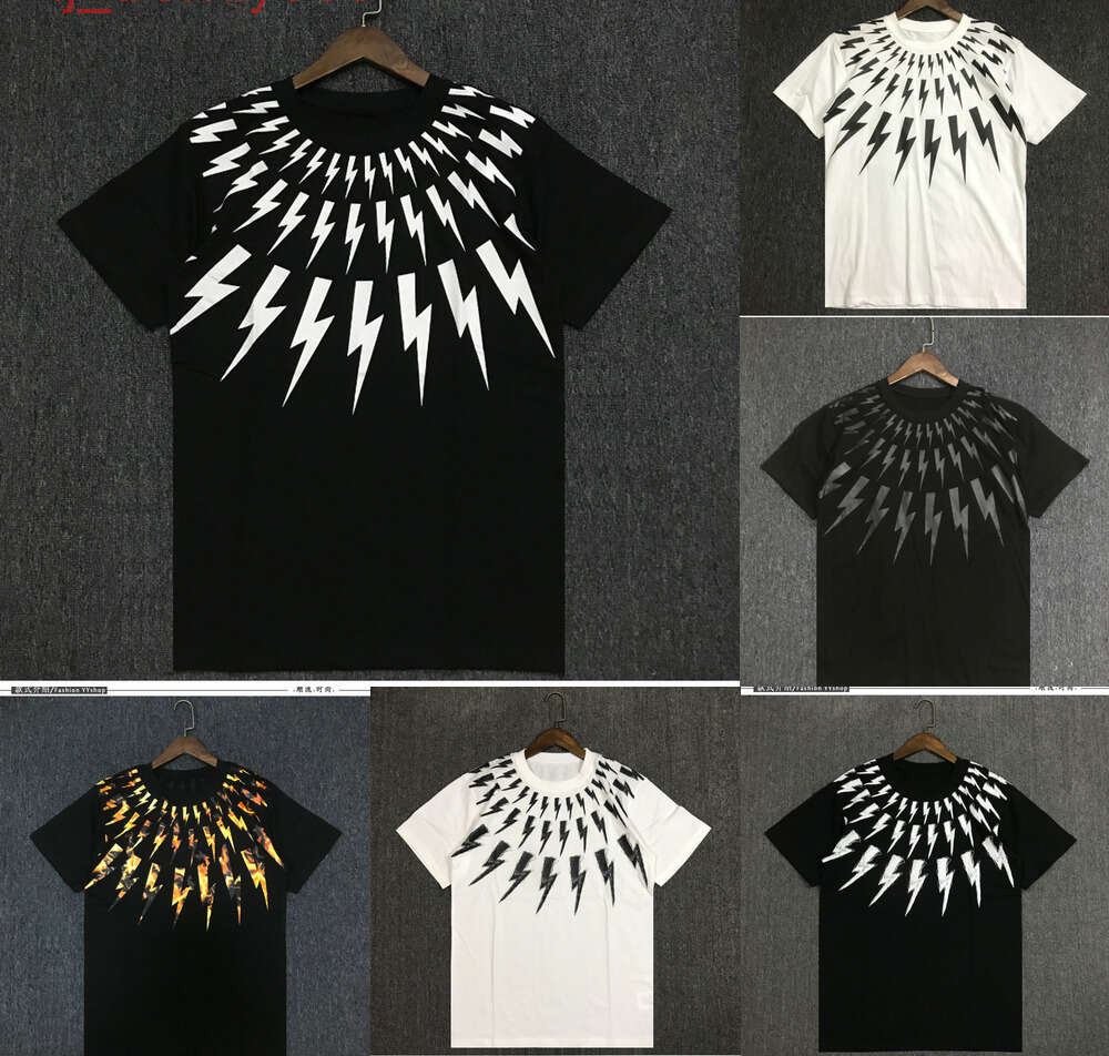 Designer Men's T-Shirts Neil Barrett Luxury Cotton Loose Print Basic Lightning Short Sleeved T-shirt Mens Womens Couples Graffiti Lightning Series T-shirts