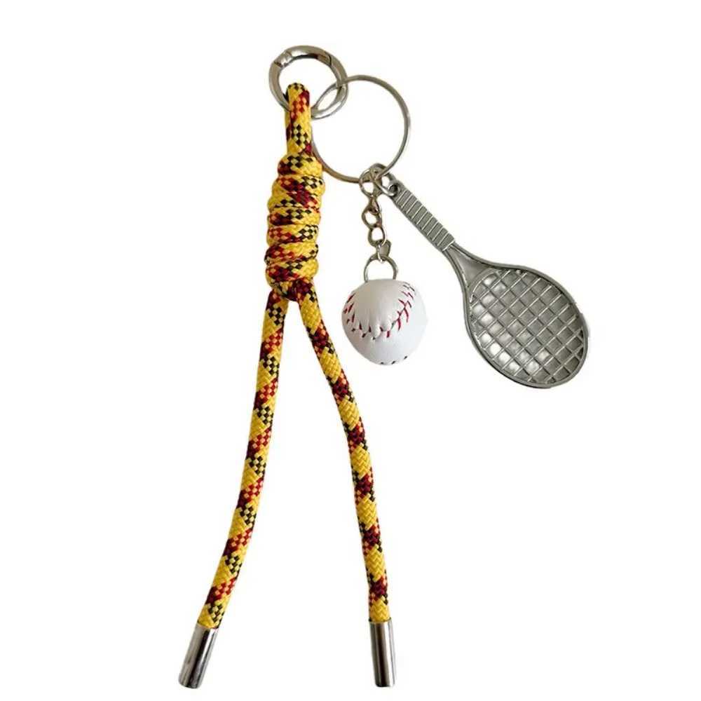 Keychains Lanyards Tennis Baseball Badminton Football Keychain Pendant Bag Charm Mobile Phone Chain Personality Ins Style Braided Keyring H250115