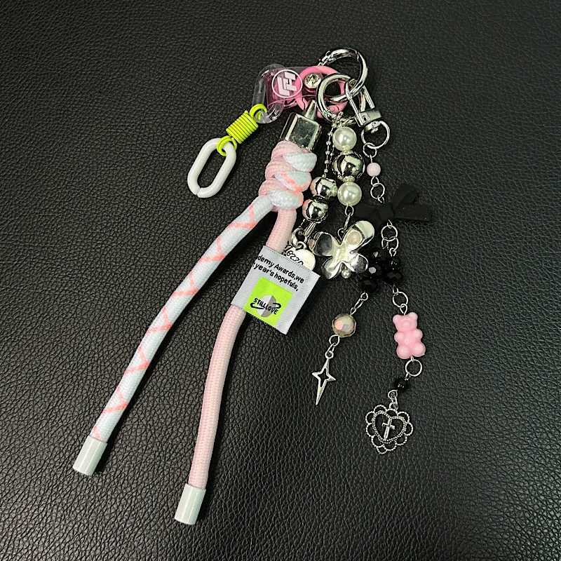Keychains Lanyards Korean Ins Niche Mountaineering Rope Bike Keychain Bag Pendant Phone Case Headphone Hanging Accessories H250115