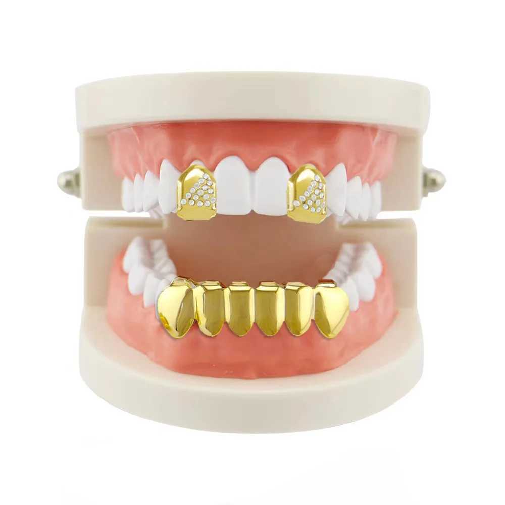Single Hip Hop Teeth Grillz Fashion Rhinestones Gold Color Removable Grills Dental Mouth Punk Teeth Caps Jewelry GiftXJ250114