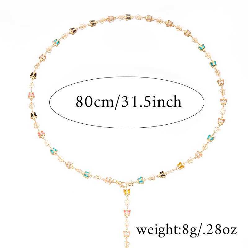 Bohemian Colorful Crystal Y-Shed Necklace for Women Vintage Long Tassel Butterfly Chain Necklace Party Bo Jewelry GiftsXJ250114