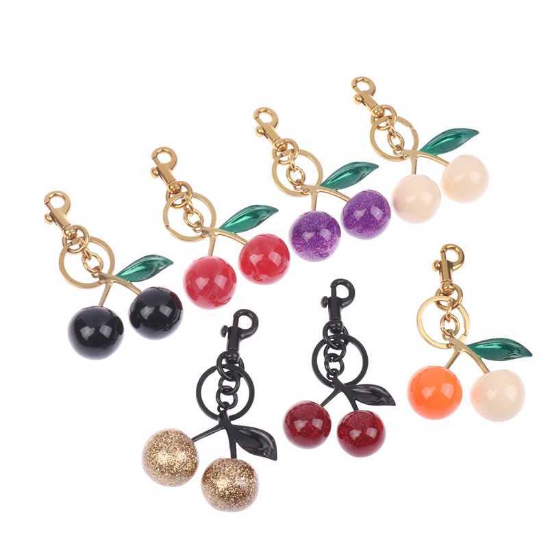 Keychains Lanyards Red Cherry Pendant Keychain for Womens Cute Bag Decoration Multifunctional Jewelry Car Key Accessories Trendy Charm Keyring H250115