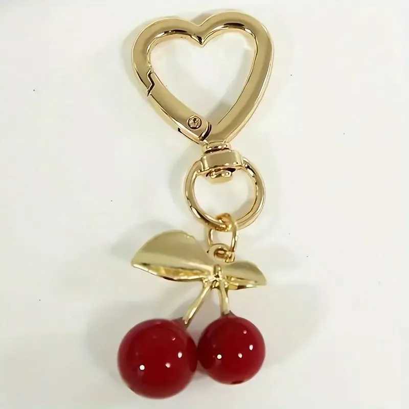 Keychains Lanyards Cherry Blossom Heart-Shaped Bag Charm Durable Lobster Clasp DIY Accessory Perfect Gift for Women Romantic Token of Love H250115