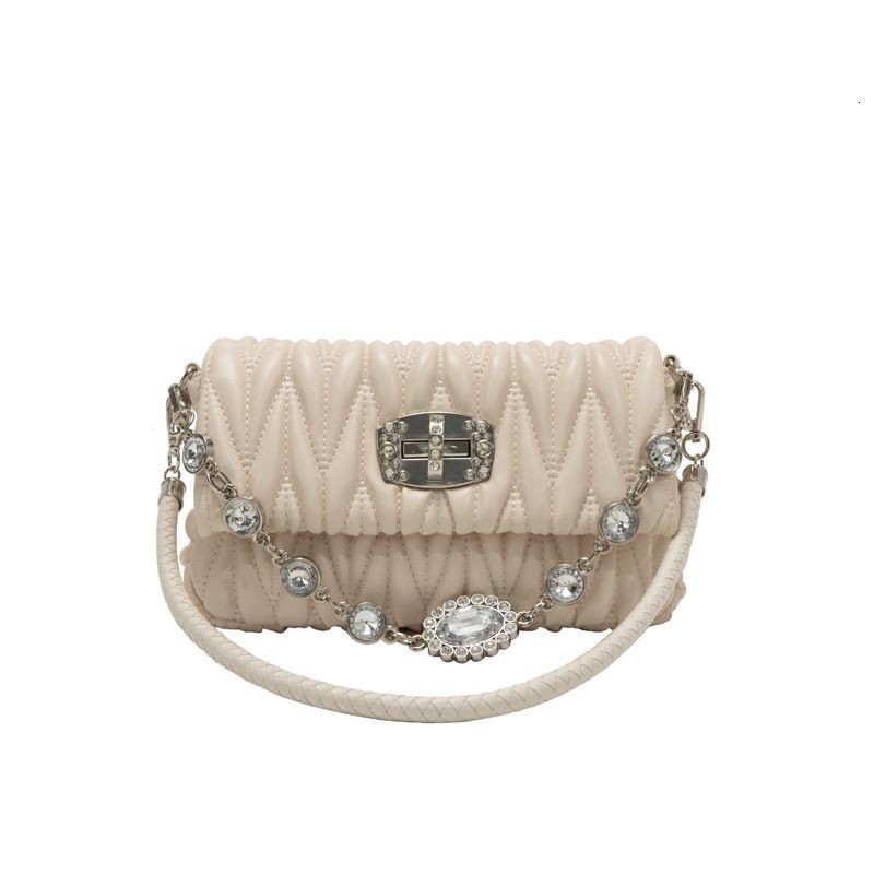 Fashionable And Versatile Niche Chain One Pleated Dia Fragrance Style Net Celebrity Ladies Small Ins Shoulder Bag