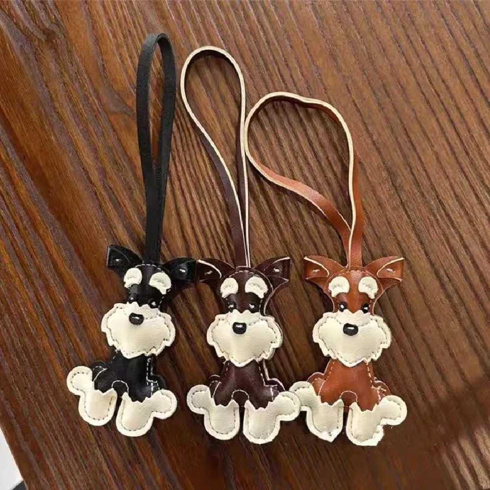 Keychains Lanyards Classic Cute Puppy Dog Bag Pendant Key Chain Fashion PU Leather Animals Ring Handbag Decoration Accessories H250115