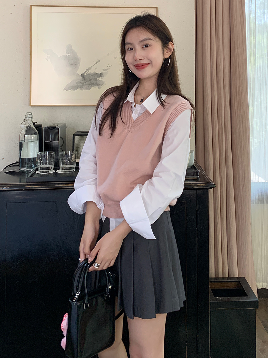 P3008 Retro pleated suit skirt 2025 spring new small high waist