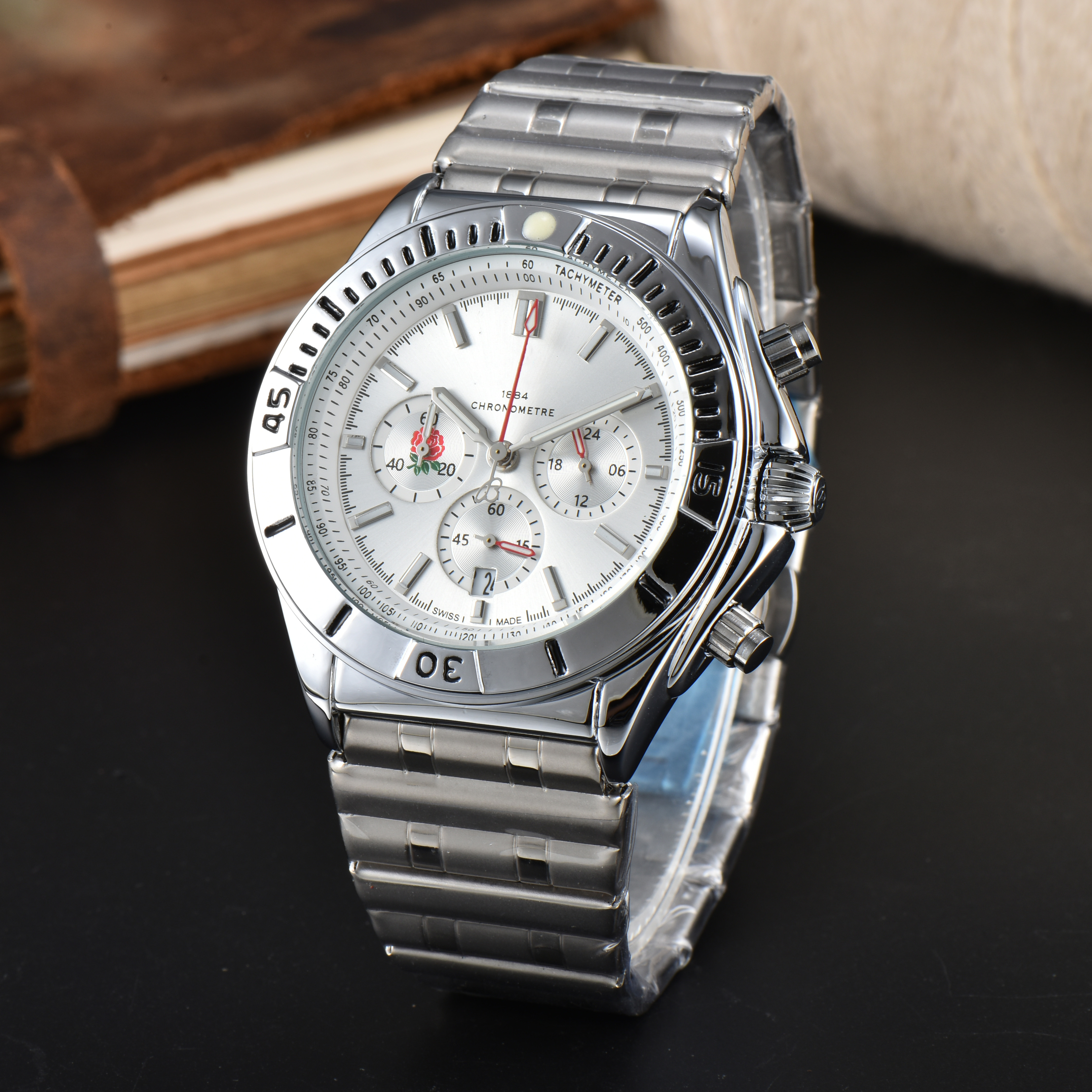 Breitriy Full Function Sapphire high quality for Menwomen BR1884 watches Quartz montre stainless steel Tape six needle multifunctional timing watch