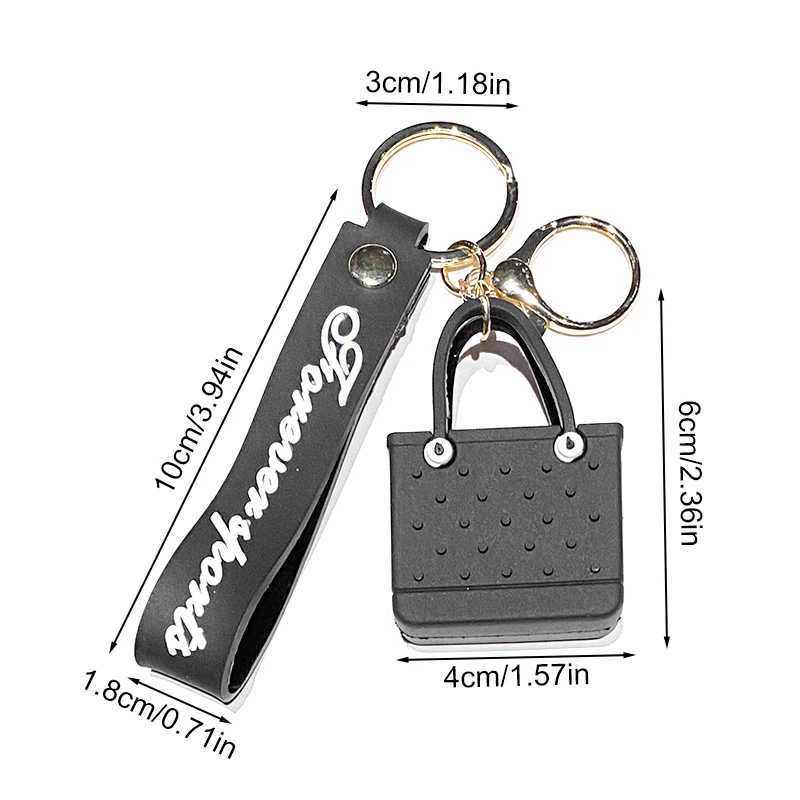Keychains Lanyards 1pc Mini Beach Hole Bag Keychain Cute Simulation Bags Key Chain DIY Soft Sile Basket Hanging Ornaments Birthday Party Gifts H250115
