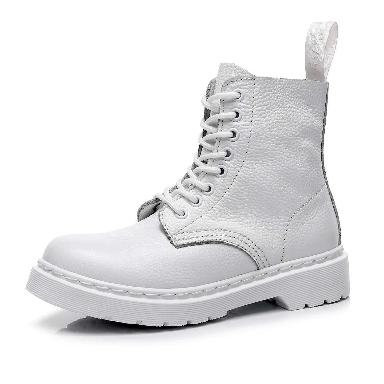 WAERTA Mens Genuine Leather Boots White Couple Models Wear-resistant Round Toe Breathable N-slip Casual Trend All-mah 35-46XJ250115