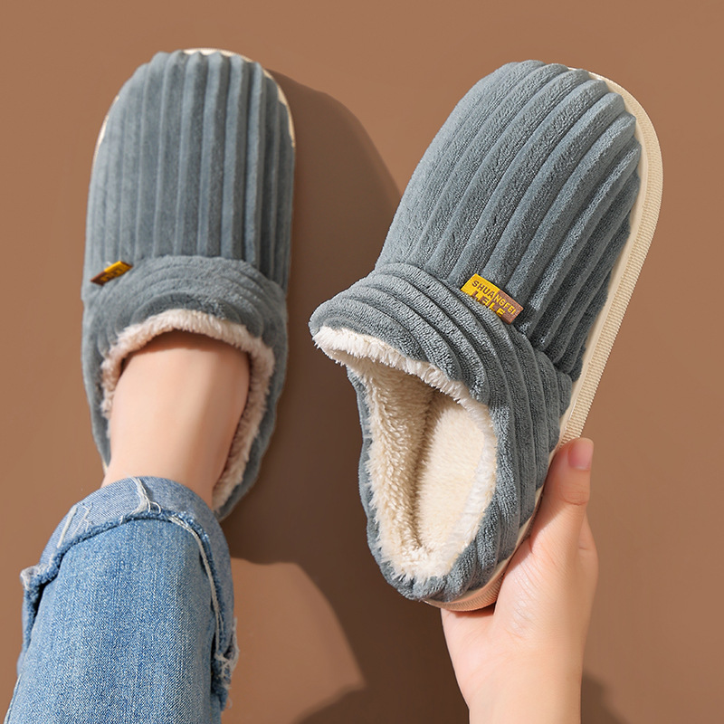 Autumn winter hot sale slippers female couple bag with hot warm non-slip indoor and outdoor wear cashmere cotton shoes