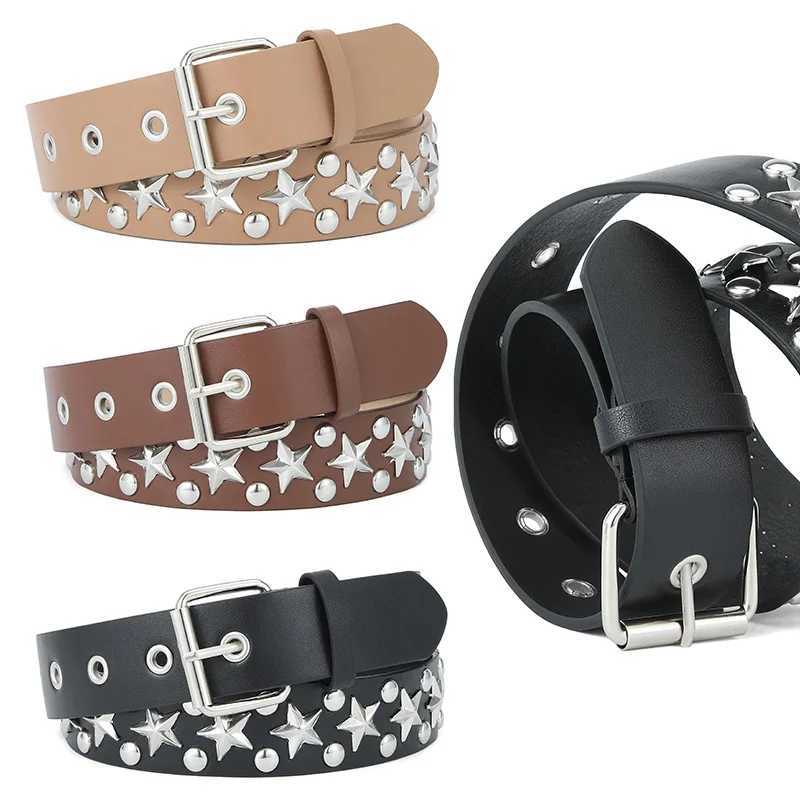 Men Women Gothic Belts Devils Wings Vintage Punk Metal Buckle Y2K Waistband PU Leather Studded Belt for Women Jeans DecorationXJ250114