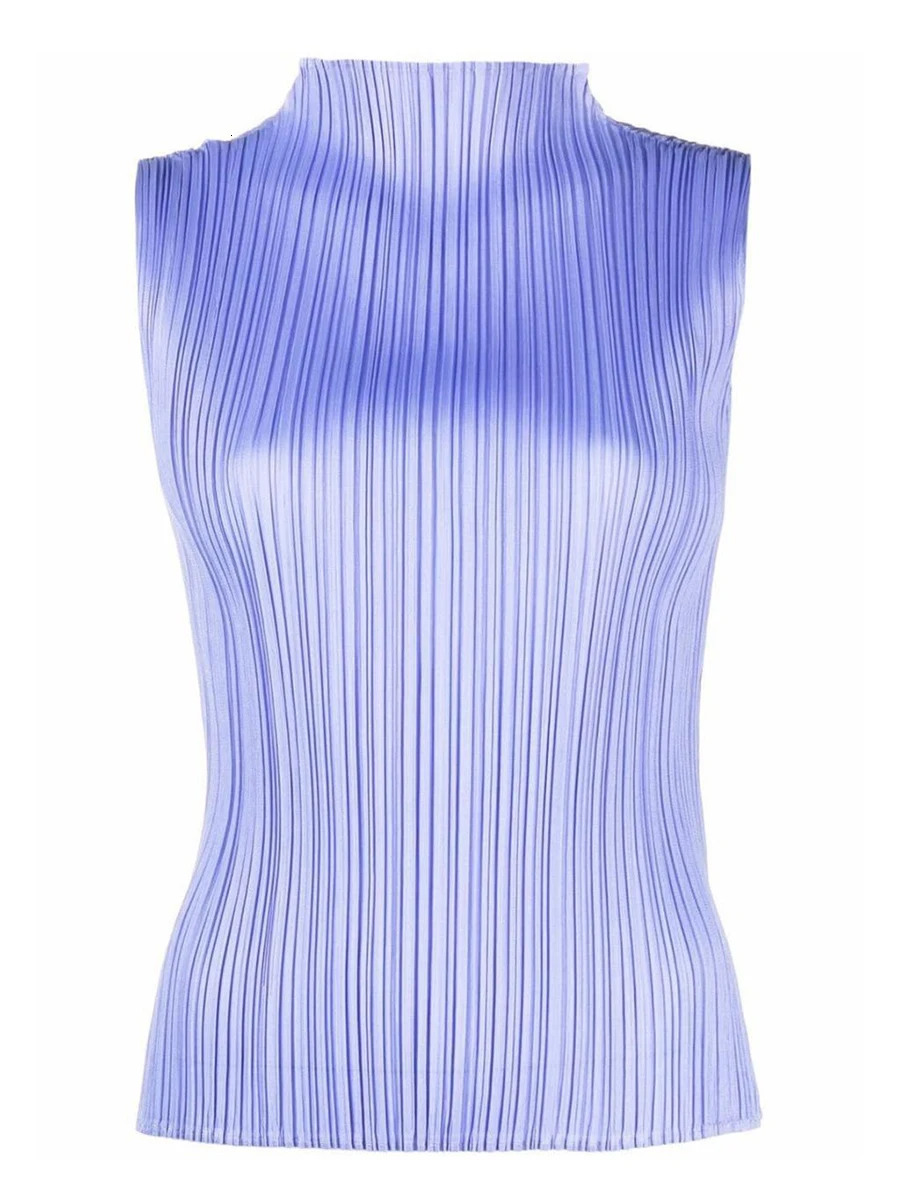 Pleats Please Miyake Pleated Womens Colorful Basics Sleeveless Tops 250109