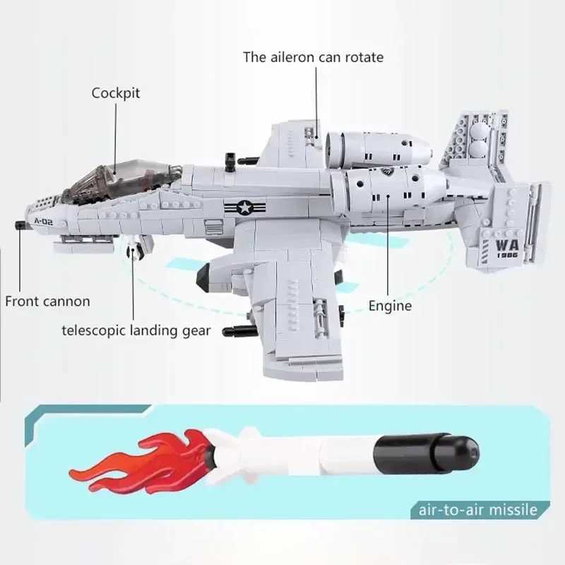 1713pcs Military The A10 F35 Fighter Building Blocks Thunderbolt II Warthog Fighter DIY WW2 Plane Brick Toys Gifts For Children W250115