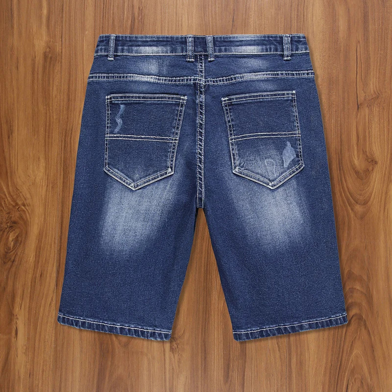 Summer Mens Stretch Ripped Short Jeans Blue Denim Shorts Pants Large Casual Middle 250109Z
