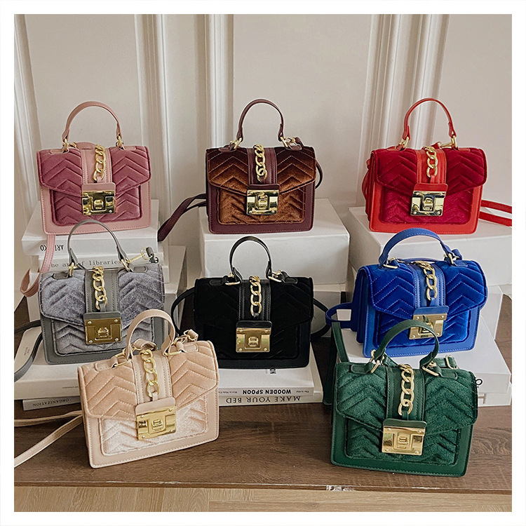New Designer Gold Velvet Handbag For Women High-quality Women's Crossbody Bag Square Handbag Fashionable Party Wallet Large Capacity Bag