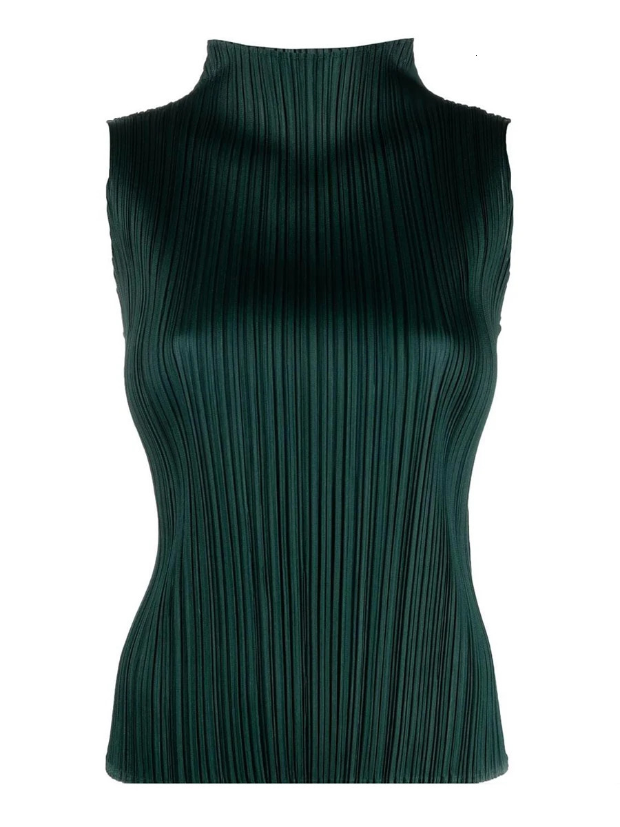 Pleats Please Miyake Pleated Womens Colorful Basics Sleeveless Tops 250109
