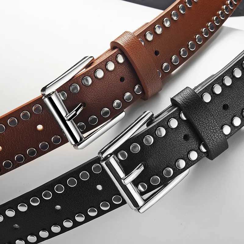Men Women Gothic Belts Devils Wings Vintage Punk Metal Buckle Y2K Waistband PU Leather Studded Belt for Women Jeans DecorationXJ250114