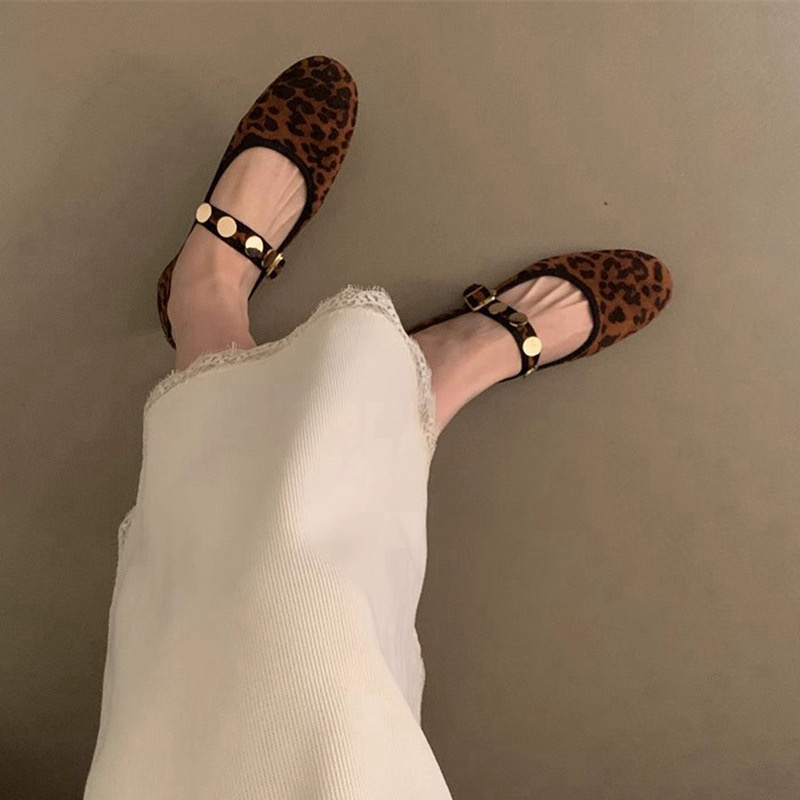 Autumn Women Round Toe Mary Jane Fashion Rivet Ladies Elegant Dress Shoes Soft Flat Heel Ballerinas Sh 241014