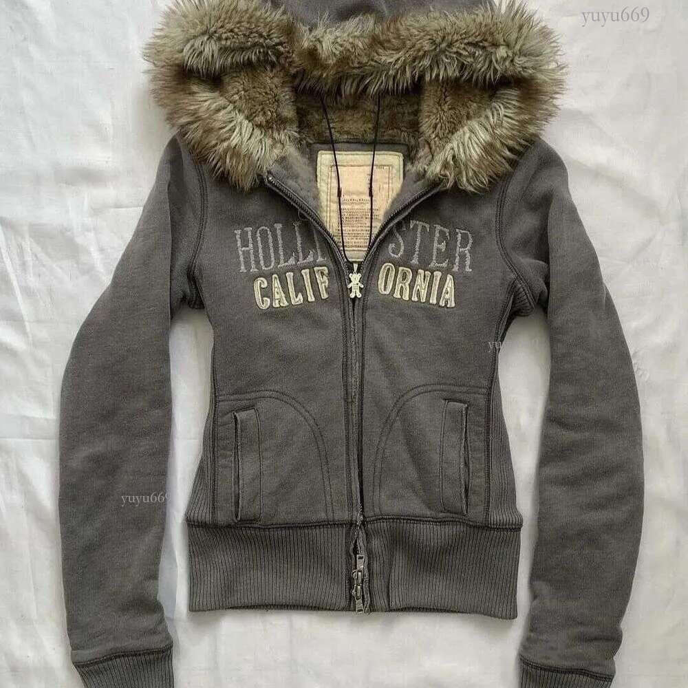 Classic Style Cotton Thickening 2024 New Haruku Zip Up Sweatshirts for Winter Oversizeds with Fur Collar Hoodies
