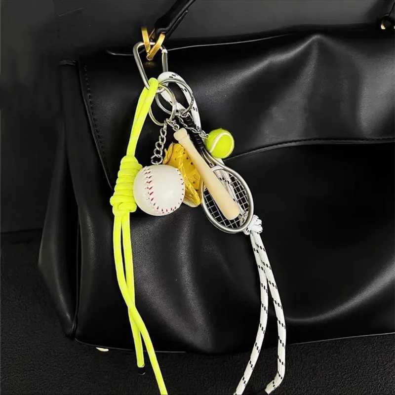 Keychains Lanyards Personalized Fashion Woven Nylon Rope Bag Pendant Tennis Baseball Braided DIY Decorate Part Accessories H250115