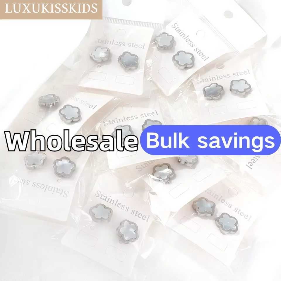 Bracelet Earrings Necklace LUXUKISSKIDS Golden Clover Shell Jewelry Set for Women/Girls Stainless Steel Flower Sets Elegant Accessories H250115