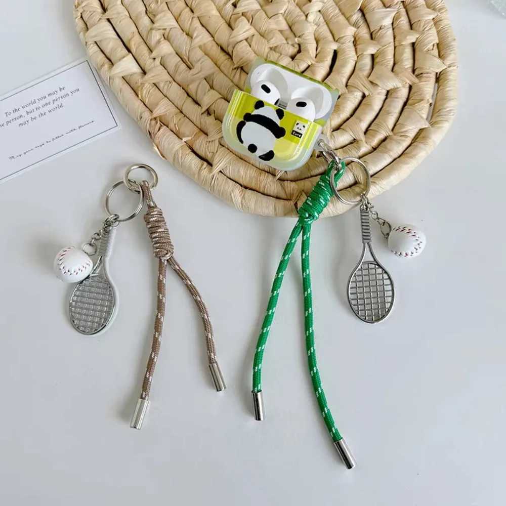 Keychains Lanyards Tennis Baseball Badminton Football Keychain Pendant Bag Charm Mobile Phone Chain Personality Ins Style Braided Keyring H250115