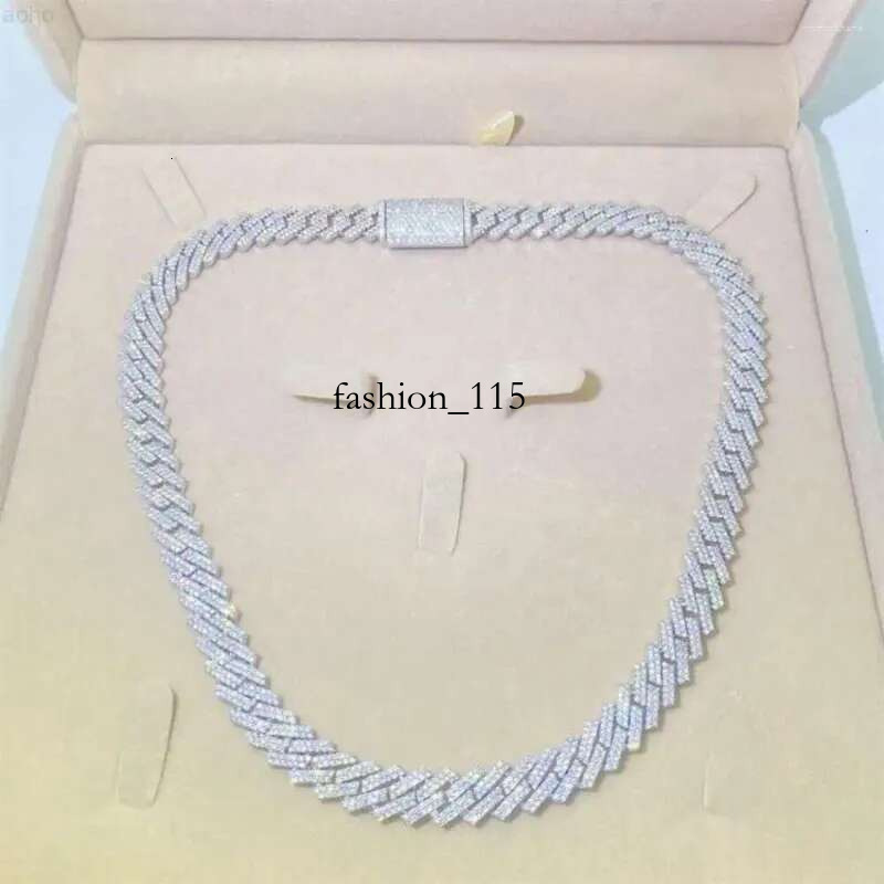 Chains Hiphop Jewelry 14mm Sterg Sier Sparkg Custom Iced Out Vvs Moissanite Cuban k Chain