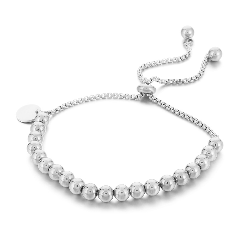 Hot Fashion Women Girls Silver Gold Stainless Steel Chain White Bead Bracelets Jewelry A Gift