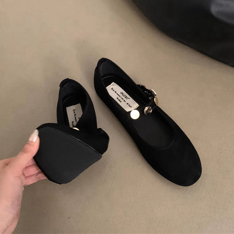 Autumn Women Round Toe Mary Jane Fashion Rivet Ladies Elegant Dress Shoes Soft Flat Heel Ballerinas Sh 241014