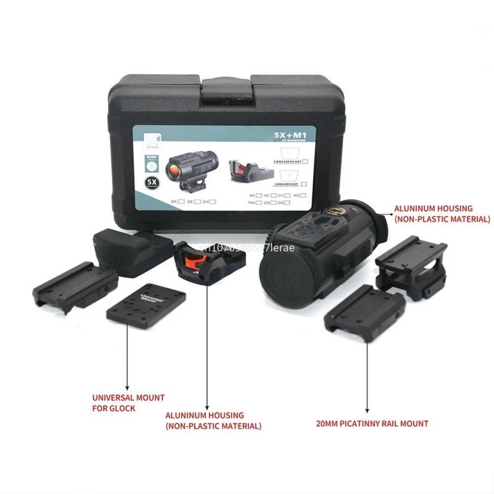 Tactical VT HD 3X 5X GEN II Prism Rifle Scope BDC4 Reticle With M 3 MOA Red Dot Sight Fit 20mm Rail Airsoft Hunting WargameW241014