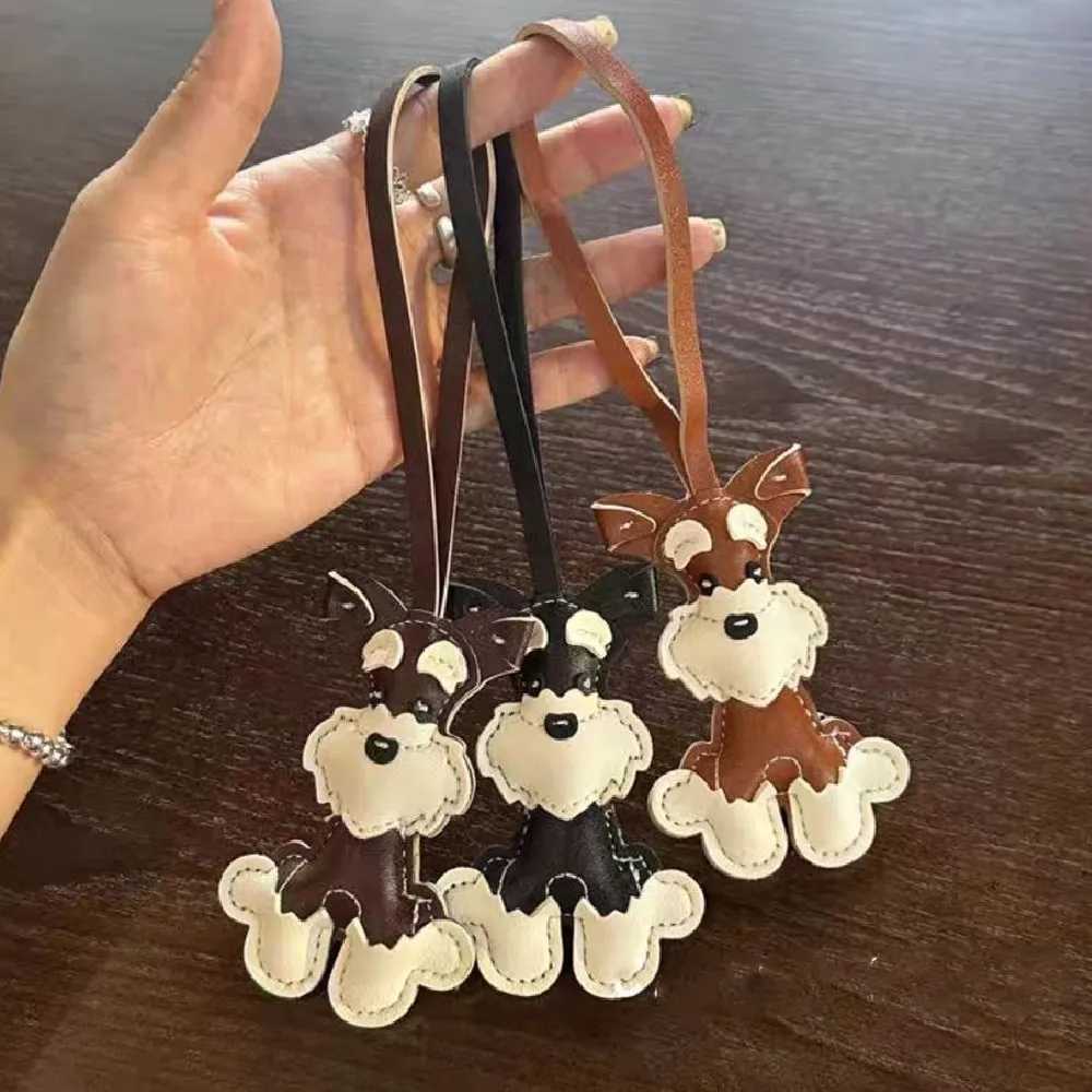 Keychains Lanyards Classic Cute Puppy Dog Bag Pendant Key Chain Fashion PU Leather Animals Ring Handbag Decoration Accessories H250115