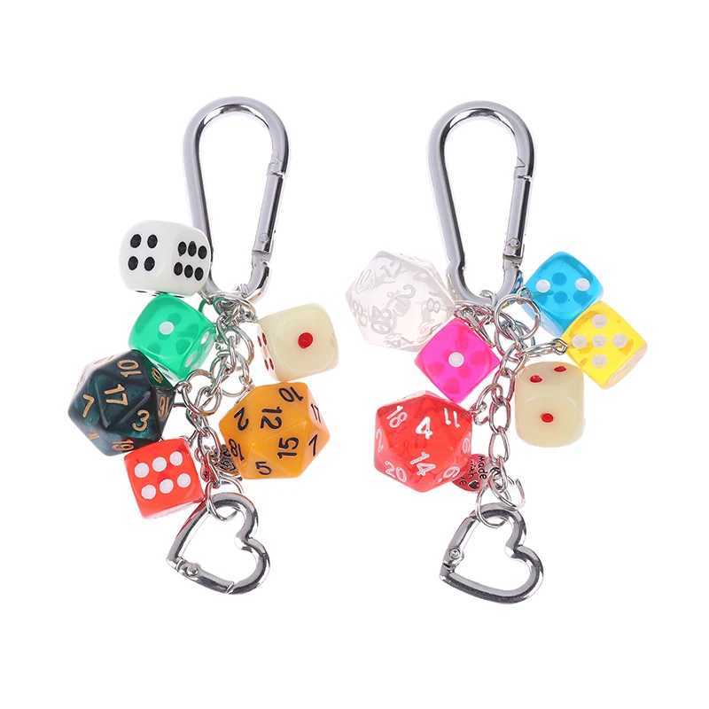 Keychains Lanyards Y2K Black Dice Shaped Keychain Funny Resin Key Chains for Women Cuboid Heart Bag Charms Keyring Handbag Casino Party Gifts H250115