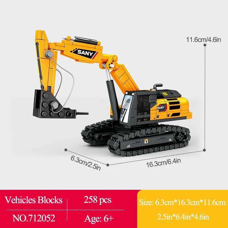 Free shipping 4 Sles On Engineering Vehicles Building Blocks Wheel Loader Excavator Crane Construction Model Mini Bricks Toys For Kids