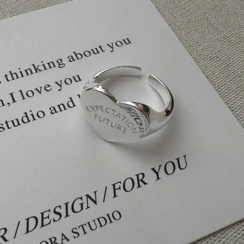 Cluster Rings Silver Color Love Heart Letter for Women Elegant Simple Smooth Ring Party Jewelry Gifts H250115