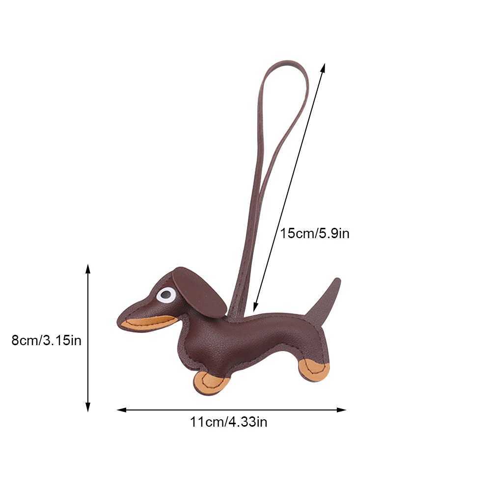 Keychains Lanyards 1 piece Fashion Leather Dog Keychain Dachshund Bag Charm Cute Accessory Suitable for Backpack Tote H250115