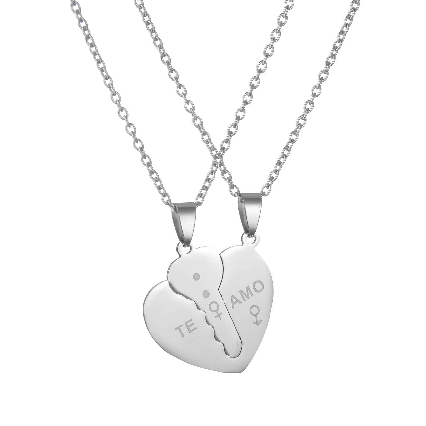 Pendant Necklaces 2Pcs European Sliver Plated Key For Womens Lover Couple Jewelry Broken Heart Necklace Valentine Gift H250115