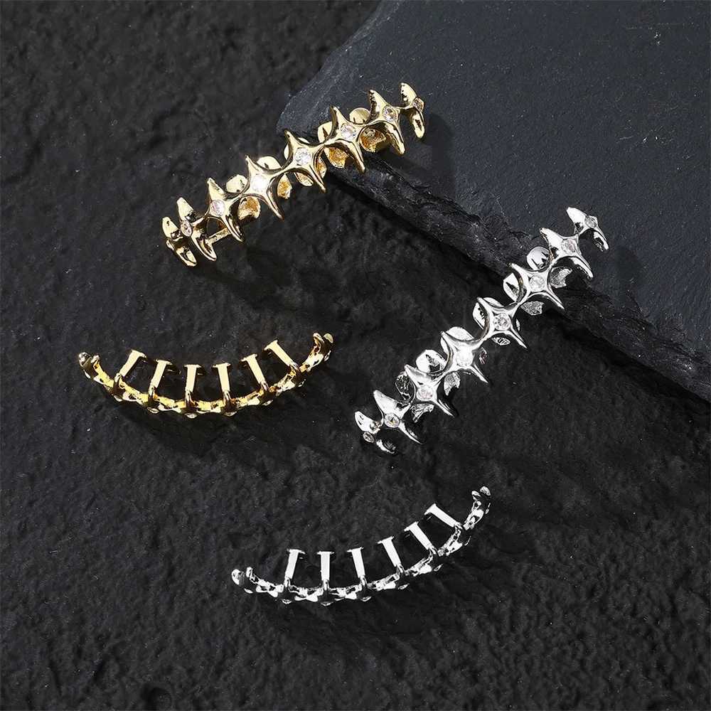 Hip Hop Iced Out Golden Grillz Teeth For Men Cosplay Skeleton CZ Stones Inlaid Dentist Decor Rapper Fashion Teeth JewelryXJ250114