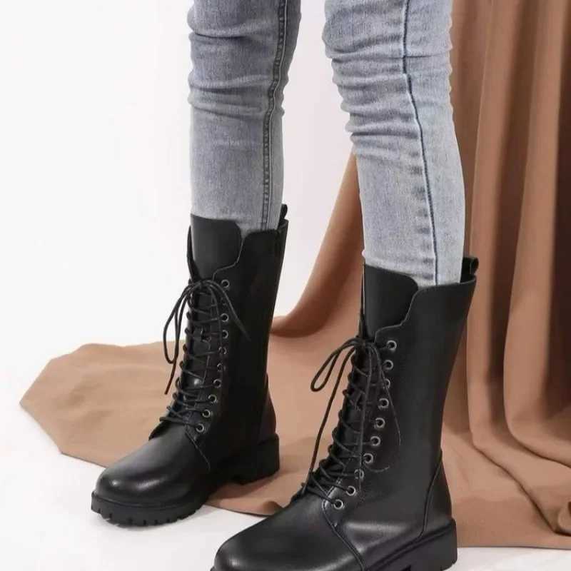 Womens Designer Knight Boots Autumn Winter Fi lace up Side Zipper Ankle Boots Woman Platform Shoes Bota De VaqueiroXJ250115