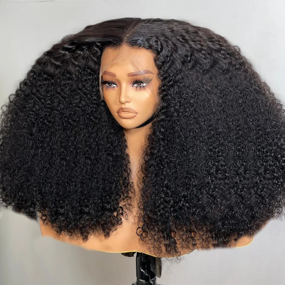 Free shipping Brazilian Black Glueless Afro Human Ready To Wear Kinky Curly 13x6 HD Lace Frontal Wig Pre Plucked with Baby Hair for Women
