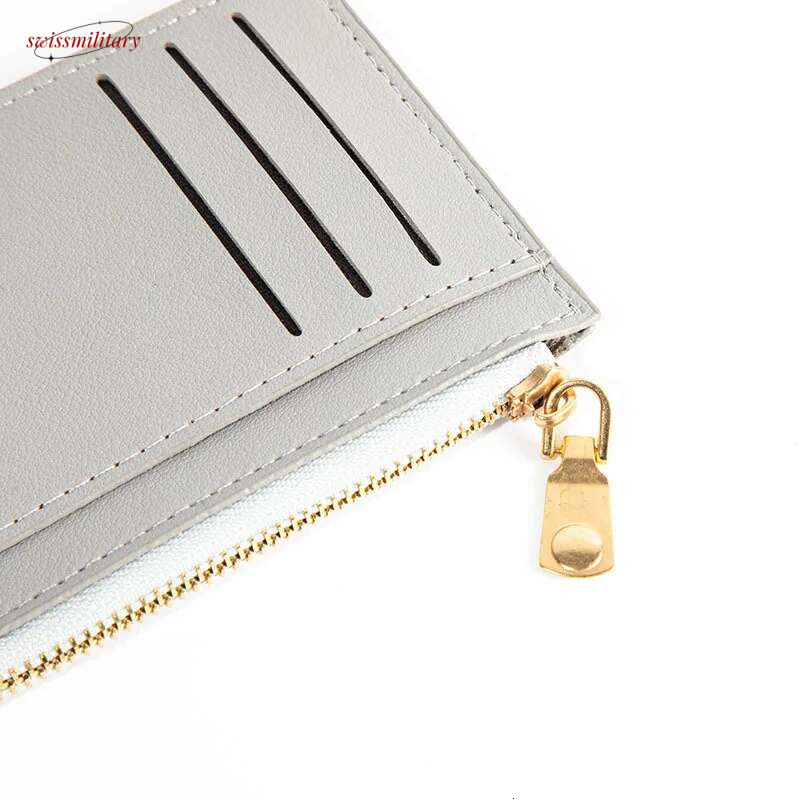 Ultra-Thin Women Men Credit ID Card Holder PU Leather Zipper Fashion Small Wallet Money Bag Case Coin Purse Clip Organizer swissmilitary