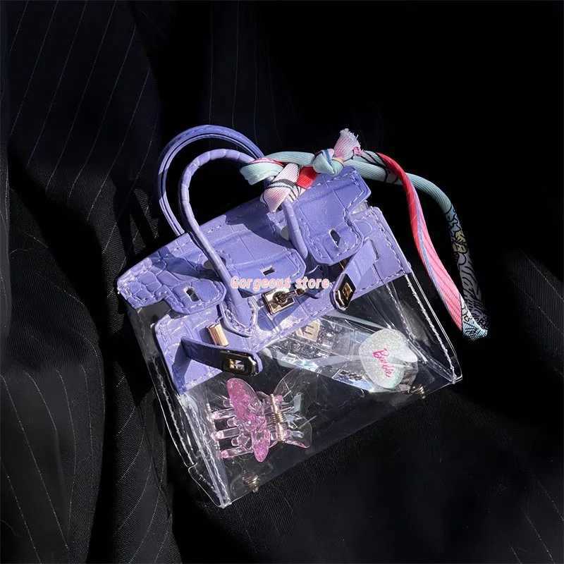 Keychains Lanyards Car Key Bag Mini Pendant Transparent Platinum Hanging Decoration Exquisite Headphone H250115