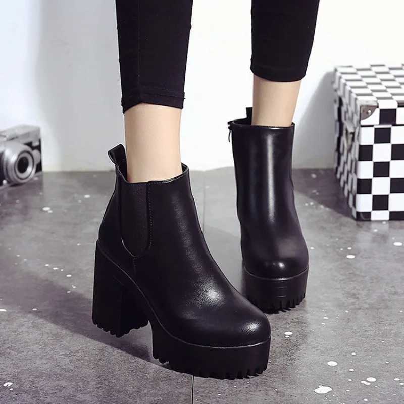 Designer New Zipper Platform Boots for Women Round Head High Heel Fi Soft Sole Casual Leather Autumn Winter Boots LadiesXJ250115