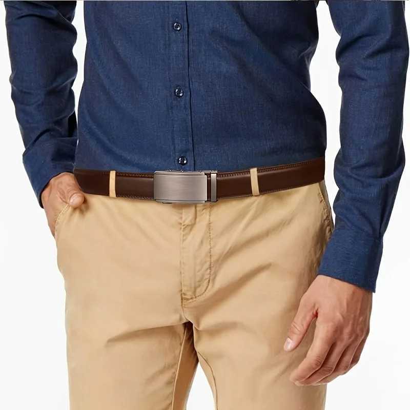 Ratchet Belt For Men Mens Genuine Leather Cowhide Belt For Dr Pants Adjustable BeltXJ250114