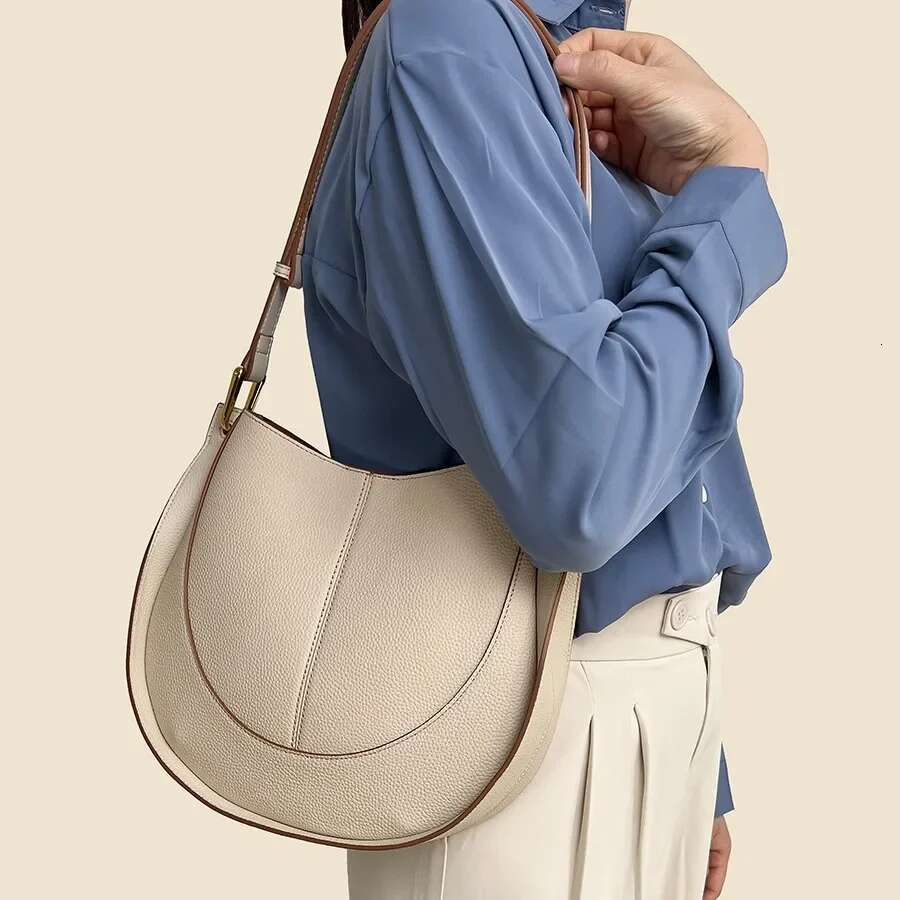 2024 Spring Summer Women's Soft Leather Niche Crossbody Bags New Trendy Saddle Large Capacity Shoulder Bucket Bag
