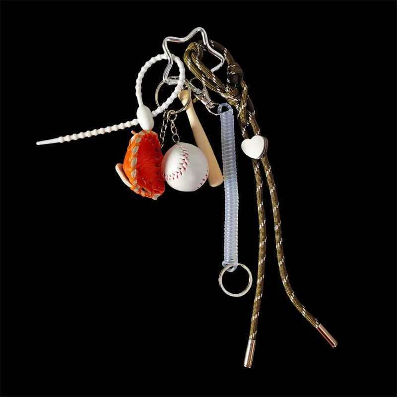Keychains Lanyards POP Digital Store New Baseball Keychain Bag Pendant 7 Colors Optional Braided Rope Spring Buckle Trendy and Versatile Lanyard H2501