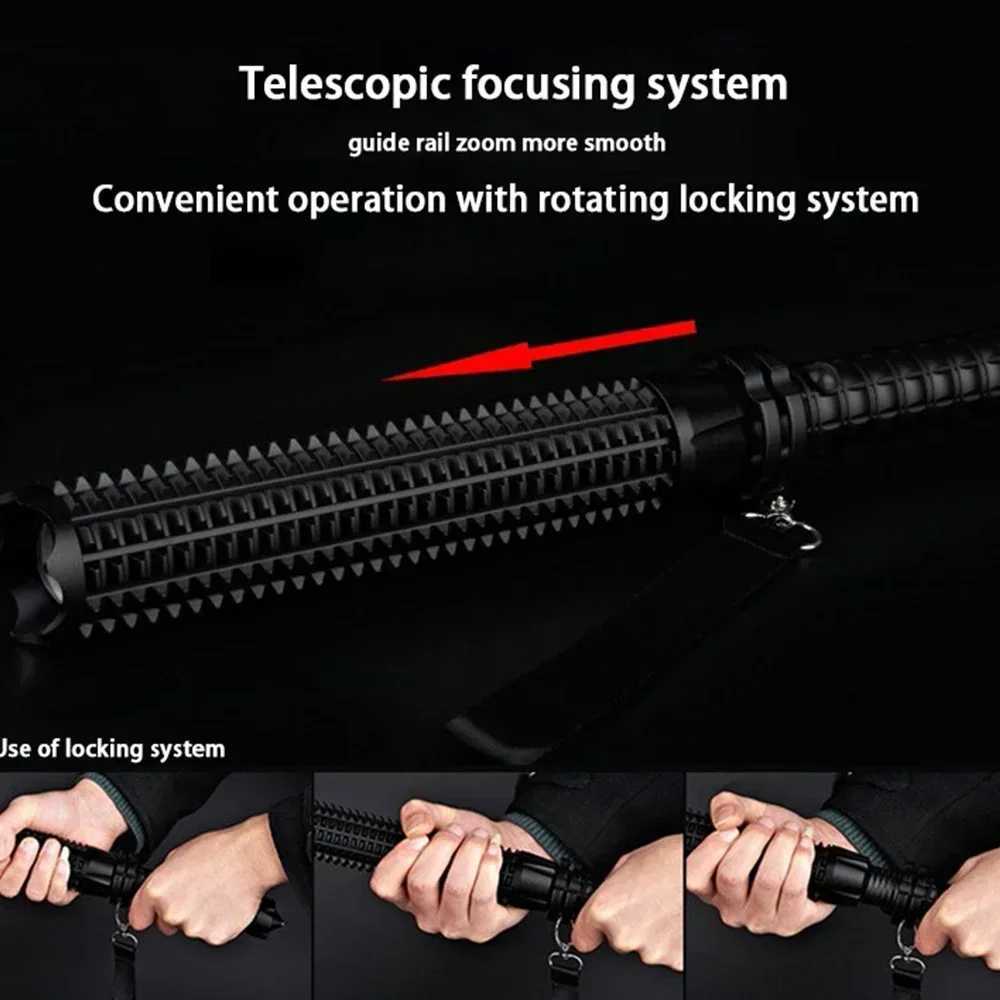 Baseball Bat D Flashlight AluminumAlloy Focusab Zoomab Super Bright Self Dense Mace Light Tactical Baton ergency TorchXJ250114