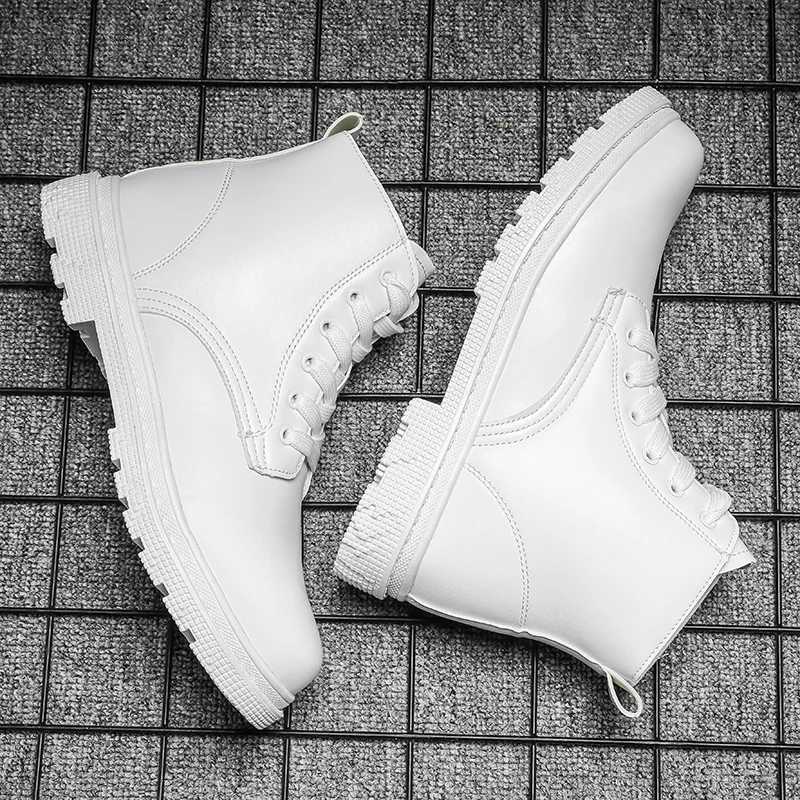 Men Leather Boots 2024 Mens Tooling Safety Shoes for White Casual Shoes British Style Platform Breathable Men Boots OutdoorXJ250115