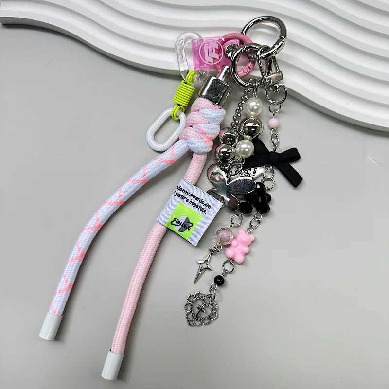 Keychains Lanyards Korean Ins Niche Mountaineering Rope Bike Keychain Bag Pendant Phone Case Headphone Hanging Accessories H250115