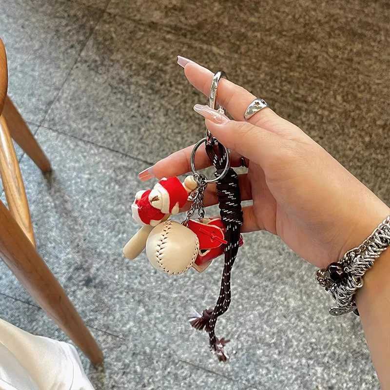 Keychains Lanyards Handmade Woven Braided Keychain Bag Pendant Phone Ornament Hanging Decoration Cool Cute Tassel Sweet Key Buckle H250115